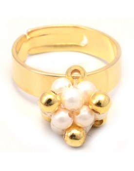 Anel Dourado Cacho De Pérolas