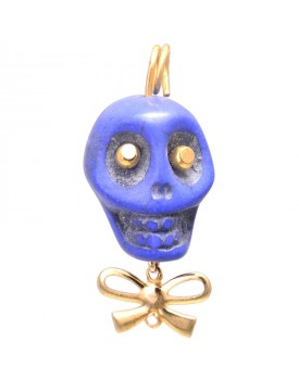 Pingente Dourado Caveira Azul