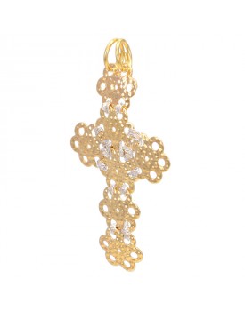 Pingente Dourado Crucifixo De Margaridas Floreadas