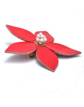 Broche Dourado Broche Flor De Folha De Couro