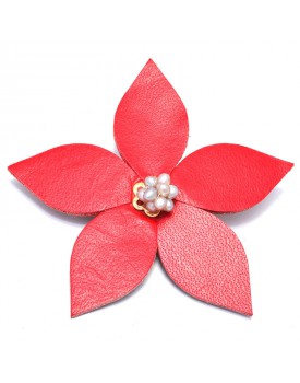 Broche Dourado Broche Flor De Folha De Couro