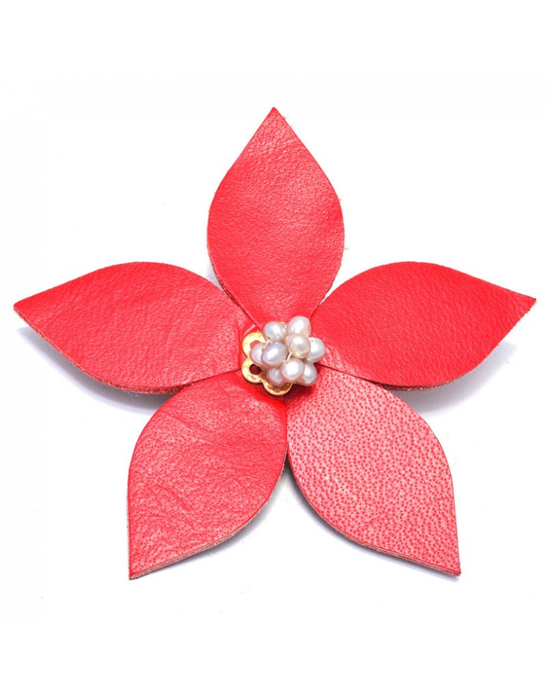 Broche Dourado Broche Flor De Folha De Couro