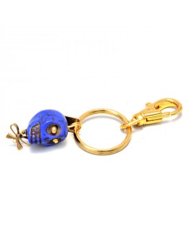 Chaveiro Dourado Caveira Azul
