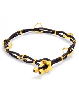 Pulseira Trançada Coração Dourada