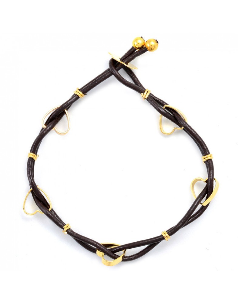 Pulseira Trançada Coração Dourada