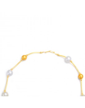 Colar Dourado 3 Cores Resinada Relevo