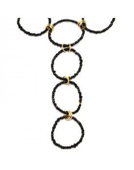 Colar Dourado Círculos Resina Preta