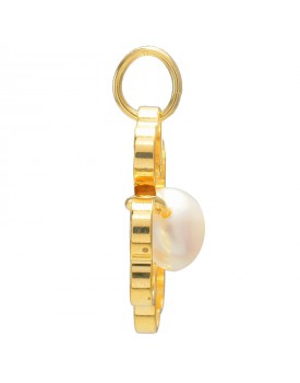 Pingente Dourado Trevinho Com Pérola