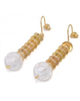 Brinco Dourado  Craquelê Com Paetê