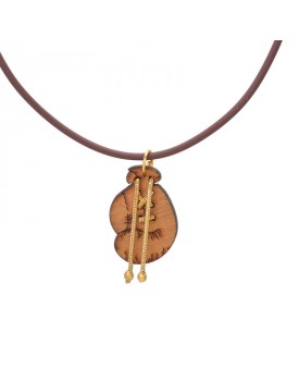 Colar Dourado Luva Boxe Madeira