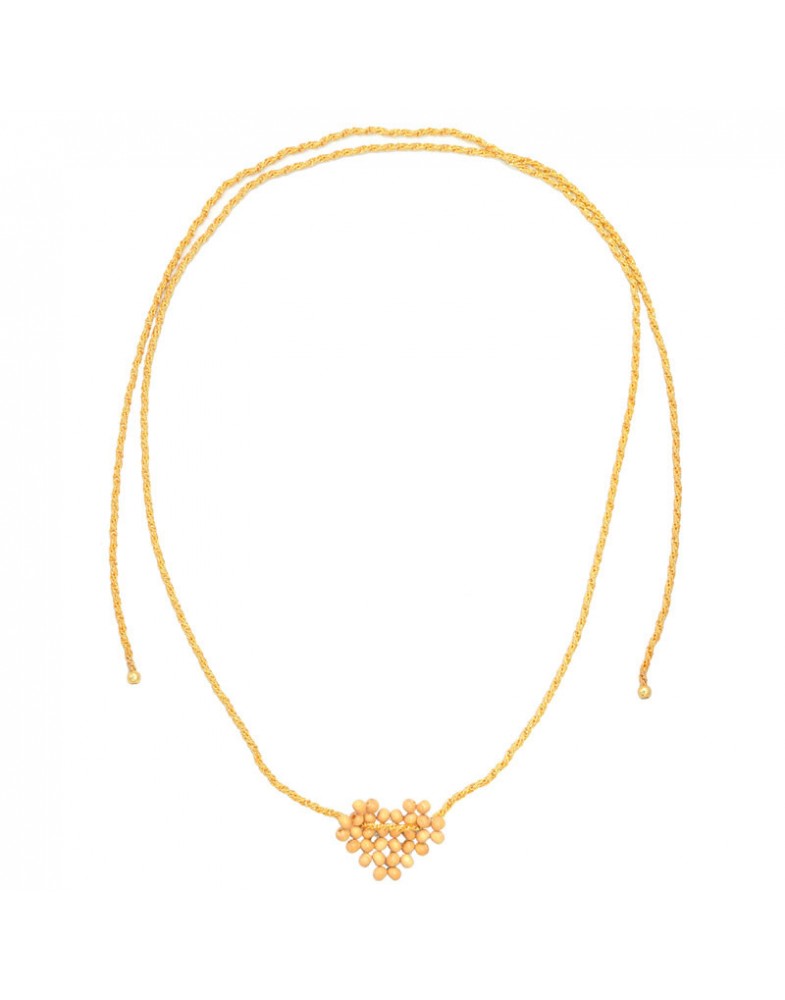 Colar Dourado Coração De Pau Marfim