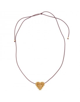 Colar Dourado Coração Médio De Bolinhas