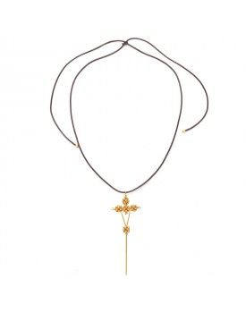 Colar Dourado Crucifixo De Cachos De Bolinhas