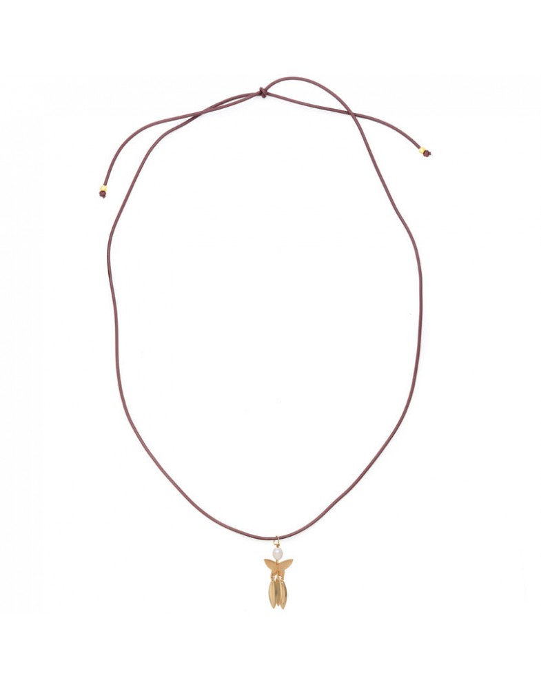 Colar Dourado Borboleta Com Pérola