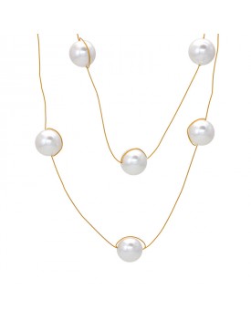 Colar Dourado Fio Com Pérolas