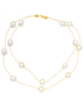 Colar Dourado Fio Com Pérolas