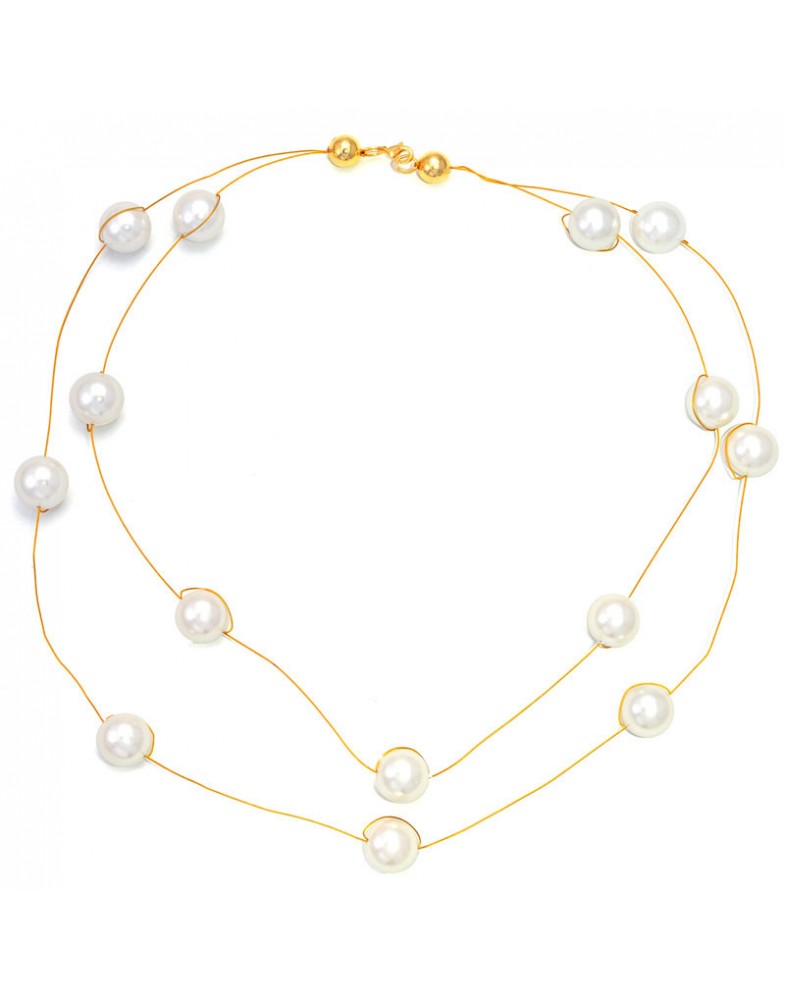 Colar Dourado Fio Com Pérolas