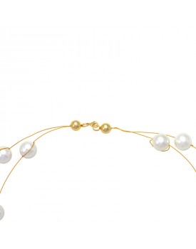 Colar Dourado Fio Com Pérolas