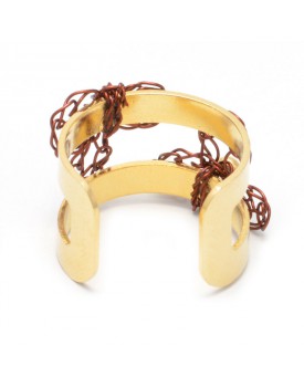 Anel Dourado Folhas Barrocas