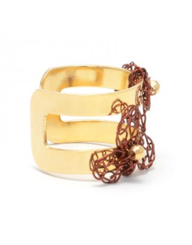 Anel Dourado Folhas Barrocas