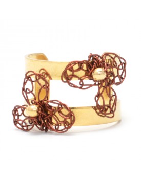 Anel Dourado Folhas Barrocas