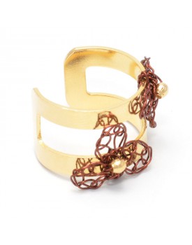 Anel Dourado Folhas Barrocas