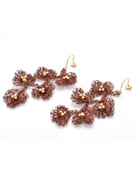 Brinco Dourado Cacho De Flores Barroca