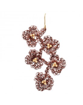 Brinco Dourado Cacho De Flores Barroca