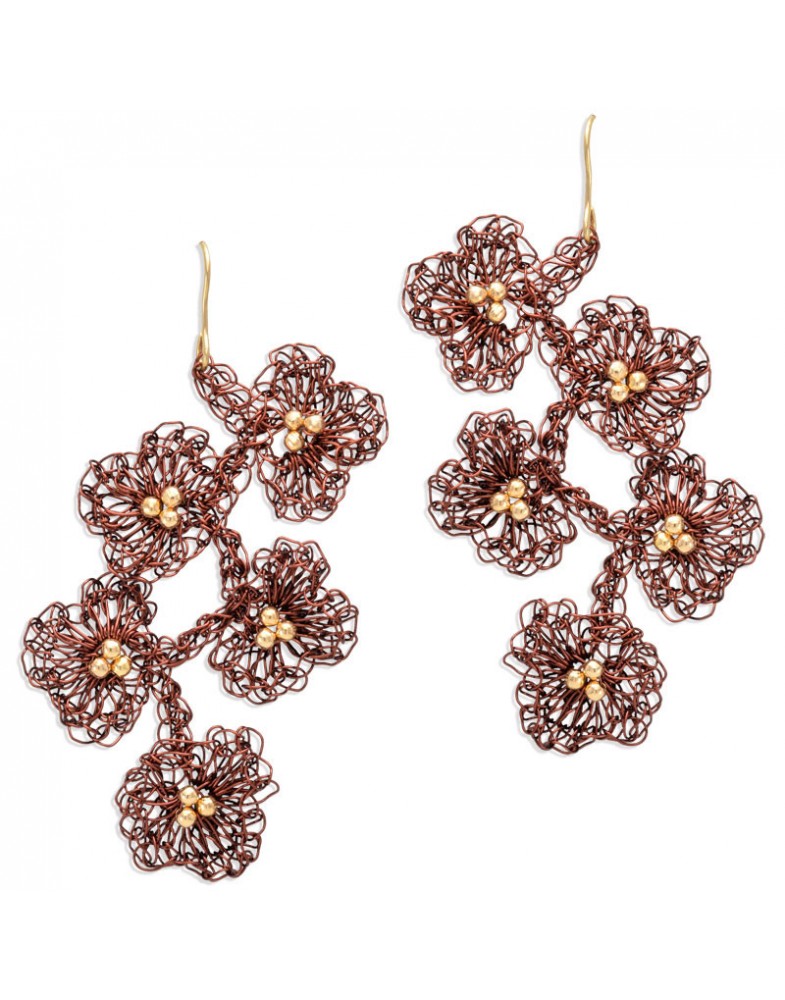 Brinco Dourado Cacho De Flores Barroca