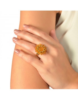 Anel Dourado Margarida Com Citrino