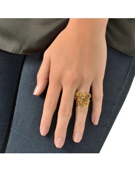 Anel Dourado Margarida Com Flor De Liz