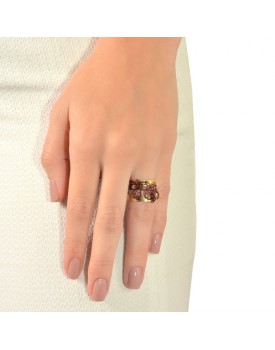 Anel Dourado Folhas Barrocas