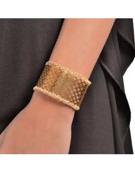 Pulseira Dourada Bracelete Caseado Com Palha