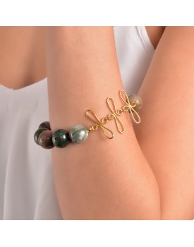 Pulseira Dourada Jaspe Com Crucifixo