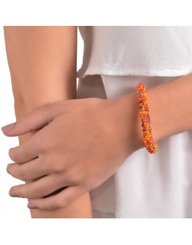 Pulseira De Miçangas Laranja E Vermelho