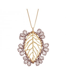 Colar Dourado Folha Barroca Grande