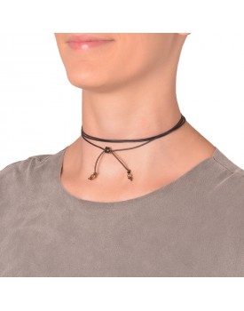 Colar Dourado Silicone Preto