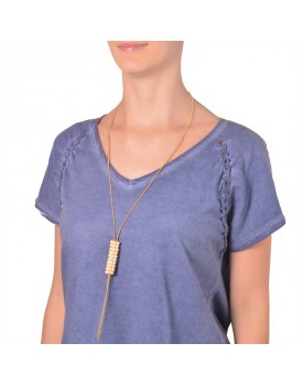 Colar Dourado Cacho De Pérolas De Resina Creme