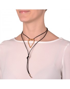 Colar Dourado Coração Caseado Com Granada