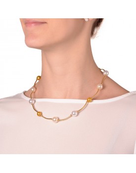 Colar Dourado 3 Cores Resinada Relevo